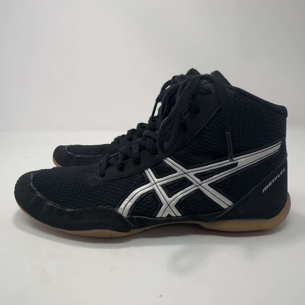 Asics Matflex Wrestling Shoes Youth 3.5 Black Silver C545n Wrestling Sneakers